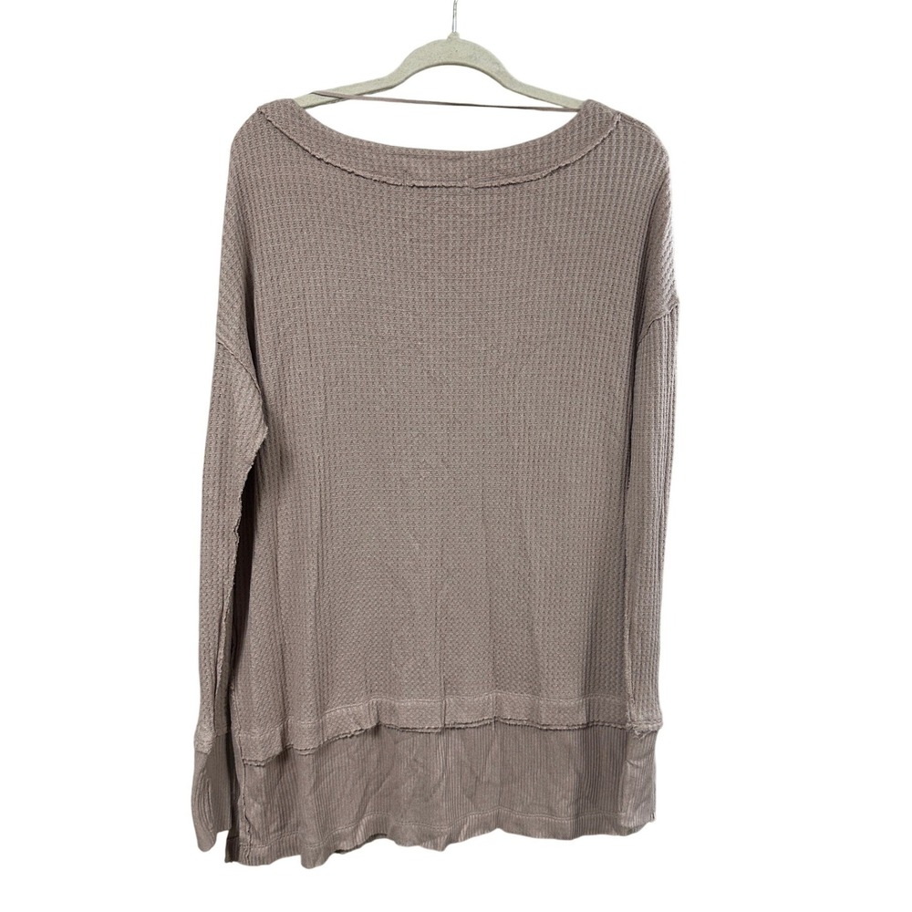 We The Free Free People North Shore Thermal Waffle Scoop Neck Oversized Small - Picture 4 of 5